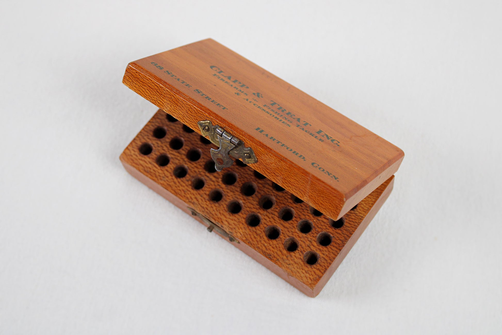 Connecticut Connected .22 Caliber Bullet Storage Wooden Ammo Box