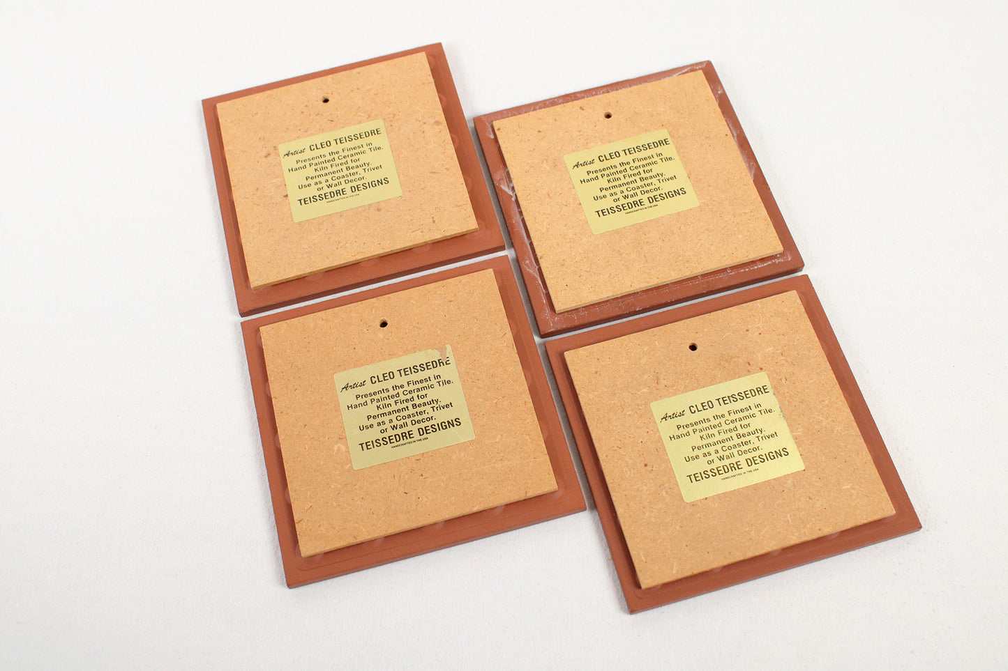 Set of Four Cleo Teissedre First Nations Of The Southwest Tiles