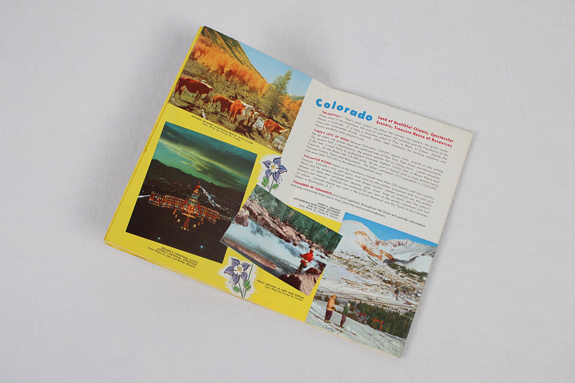 Colorado Department of Highways “Colorful Colorado” 1955 Map / Brochure / Guide