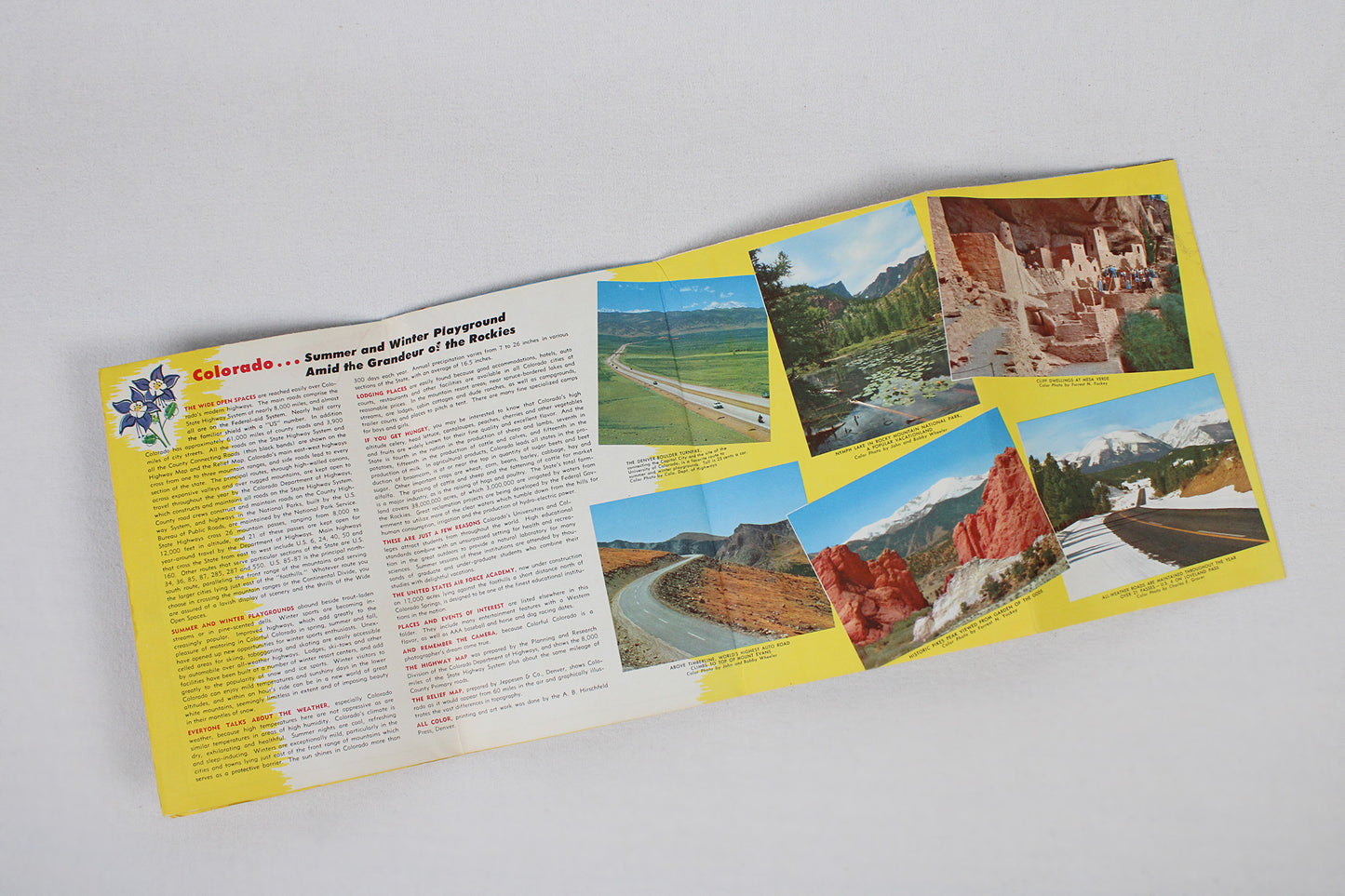 Colorado Department of Highways “Colorful Colorado” 1955 Map / Brochure / Guide