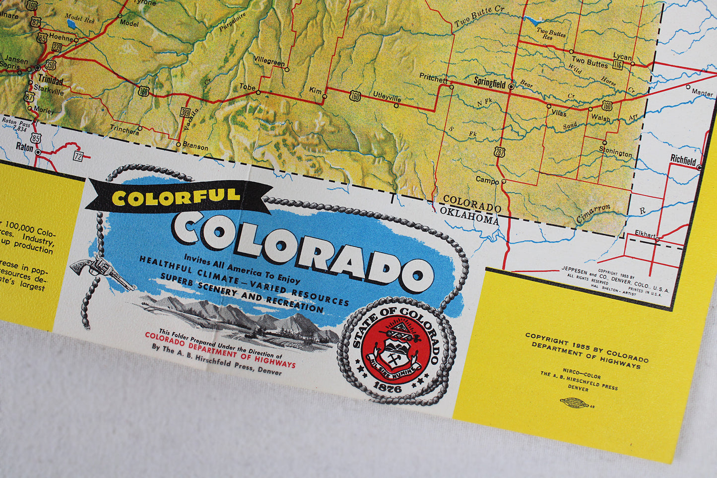 Colorado Department of Highways “Colorful Colorado” 1955 Map / Brochure / Guide