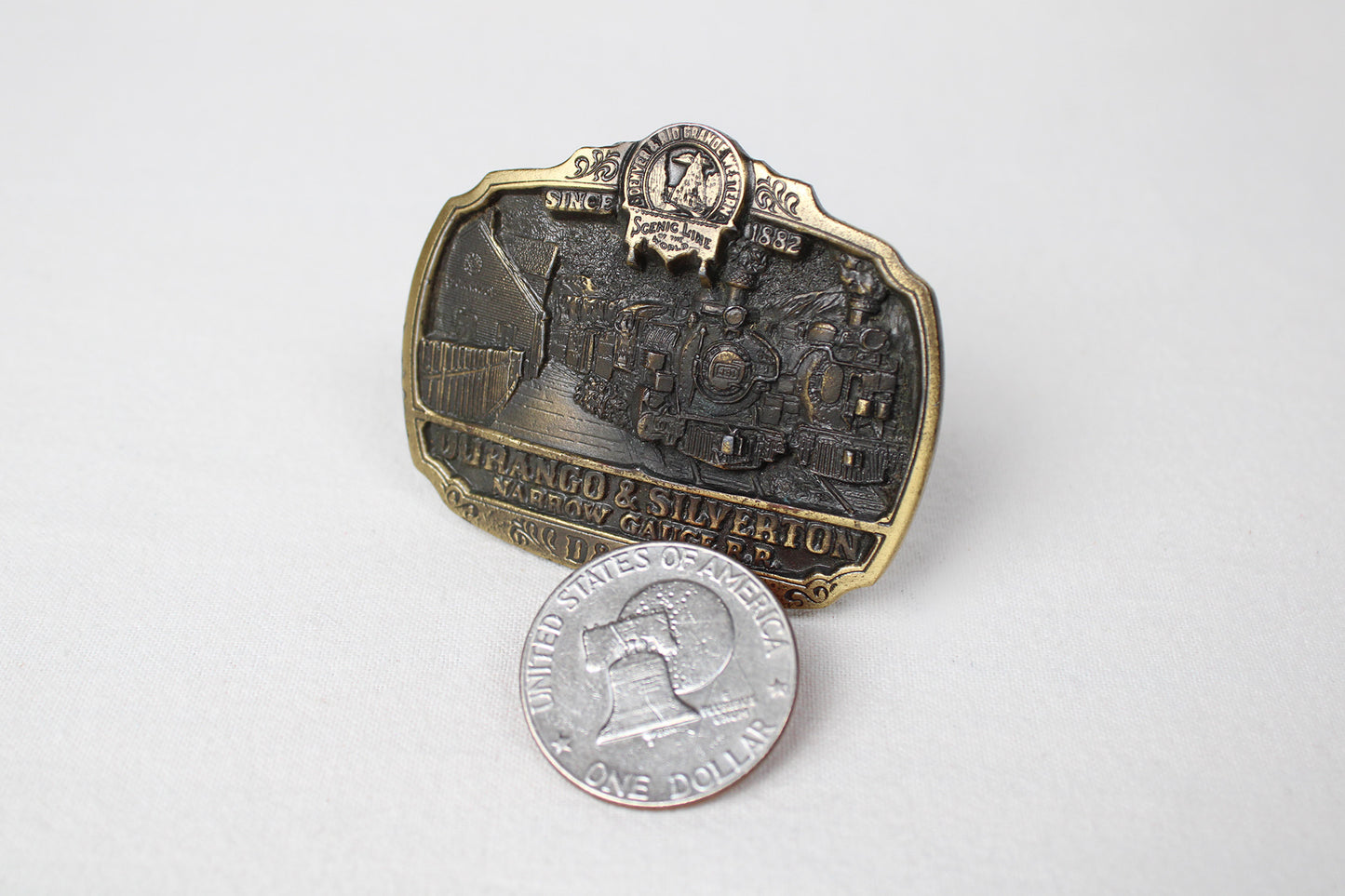 Durango & Silverton Colorado Rail Line Heavy Metal Belt Buckle
