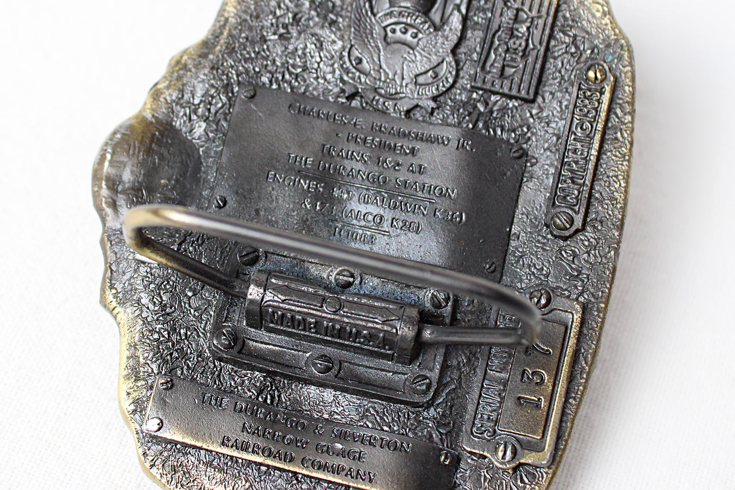 Durango & Silverton Colorado Rail Line Heavy Metal Belt Buckle
