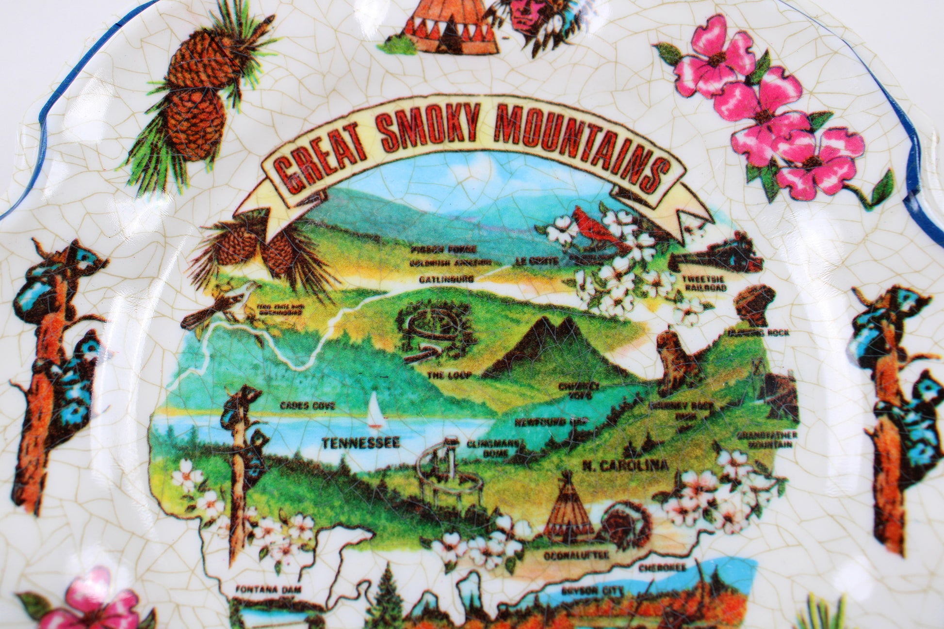 Great Smoky Mountains Melamine Type Souvenir Plate With Park Sites