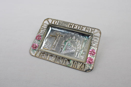 Grotto of The Redemption West Bend, Iowa Small Metal Tray / Ashtray Souvenir