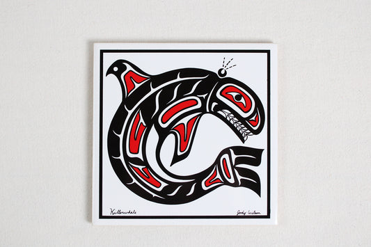 Jody Wilson Coast Salish Artist Ceramic Trivet: Killerwhale
