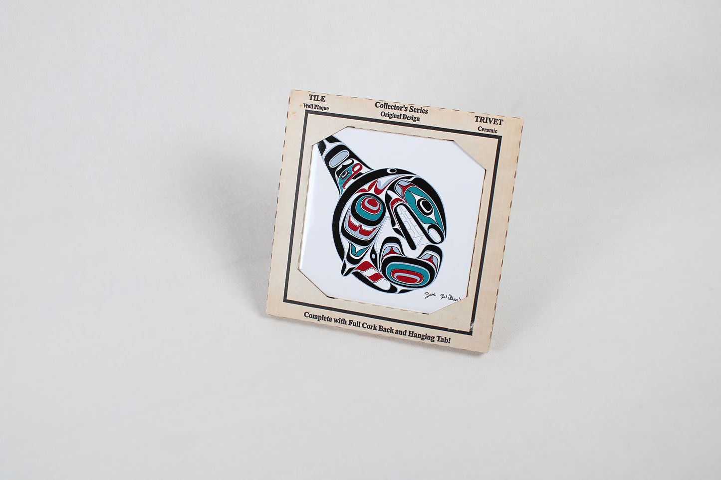 Jody Wilson Coast Salish Artist Ceramic Trivet: Killerwhale Orca