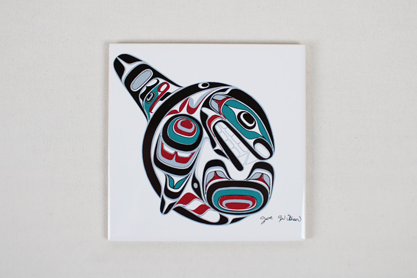 Jody Wilson Coast Salish Artist Ceramic Trivet: Killerwhale Orca