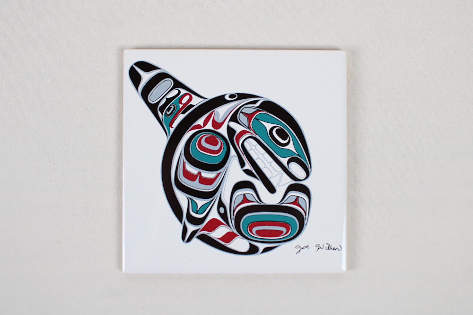 Jody Wilson Coast Salish Artist Ceramic Trivet: Killerwhale Orca