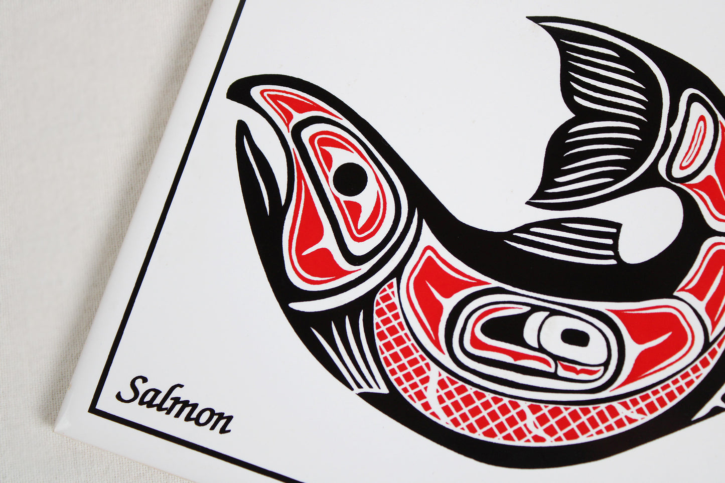 Jody Wilson Coast Salish Artist Ceramic Trivet: Salmon