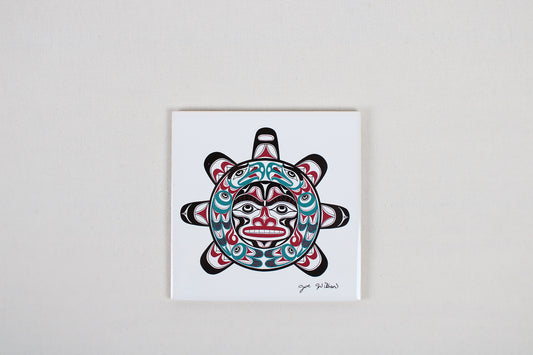 Jody Wilson Coast Salish Artist Ceramic Trivet: Sun God