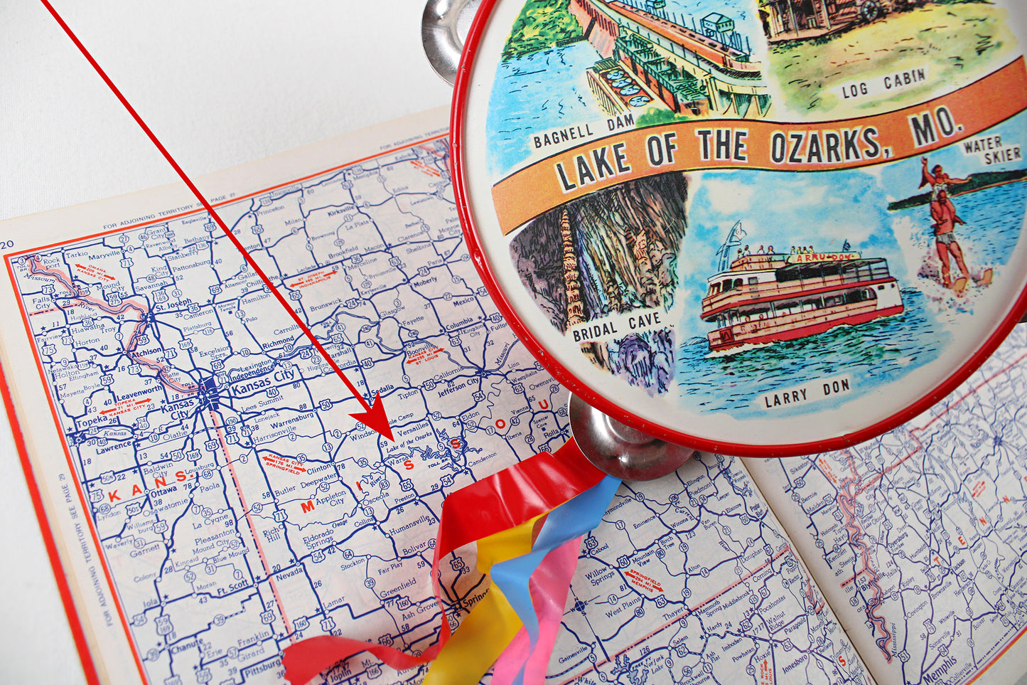 Missouri’s Lake Of The Ozarks Tin Tambourine With Tourist Attractions