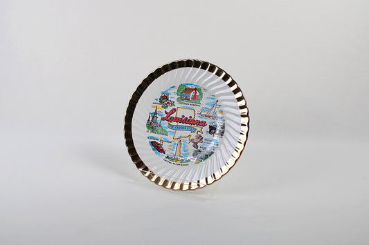 Louisiana “The Creole State” Raised Transferware Ceramic Souvenir Plate
