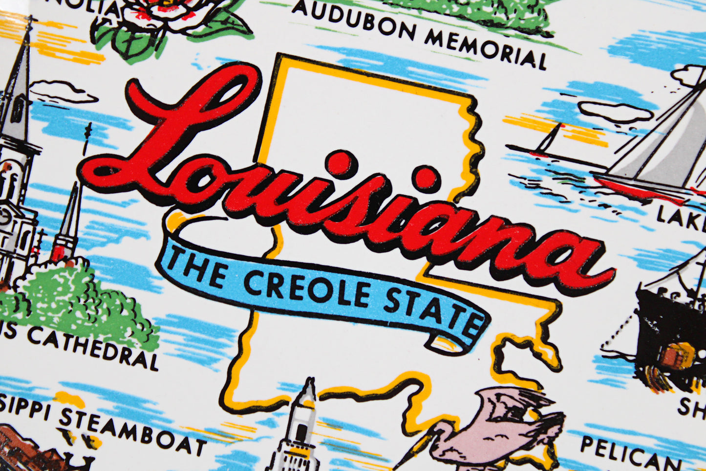 Louisiana “The Creole State” Raised Transferware Ceramic Souvenir Plate