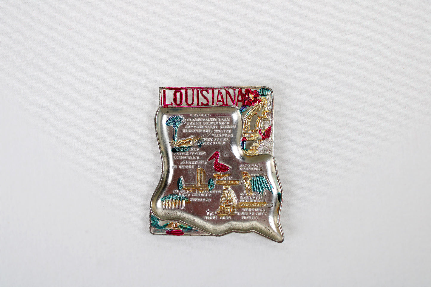 Louisiana Small Metal Tray / Ashtray Souvenir 
