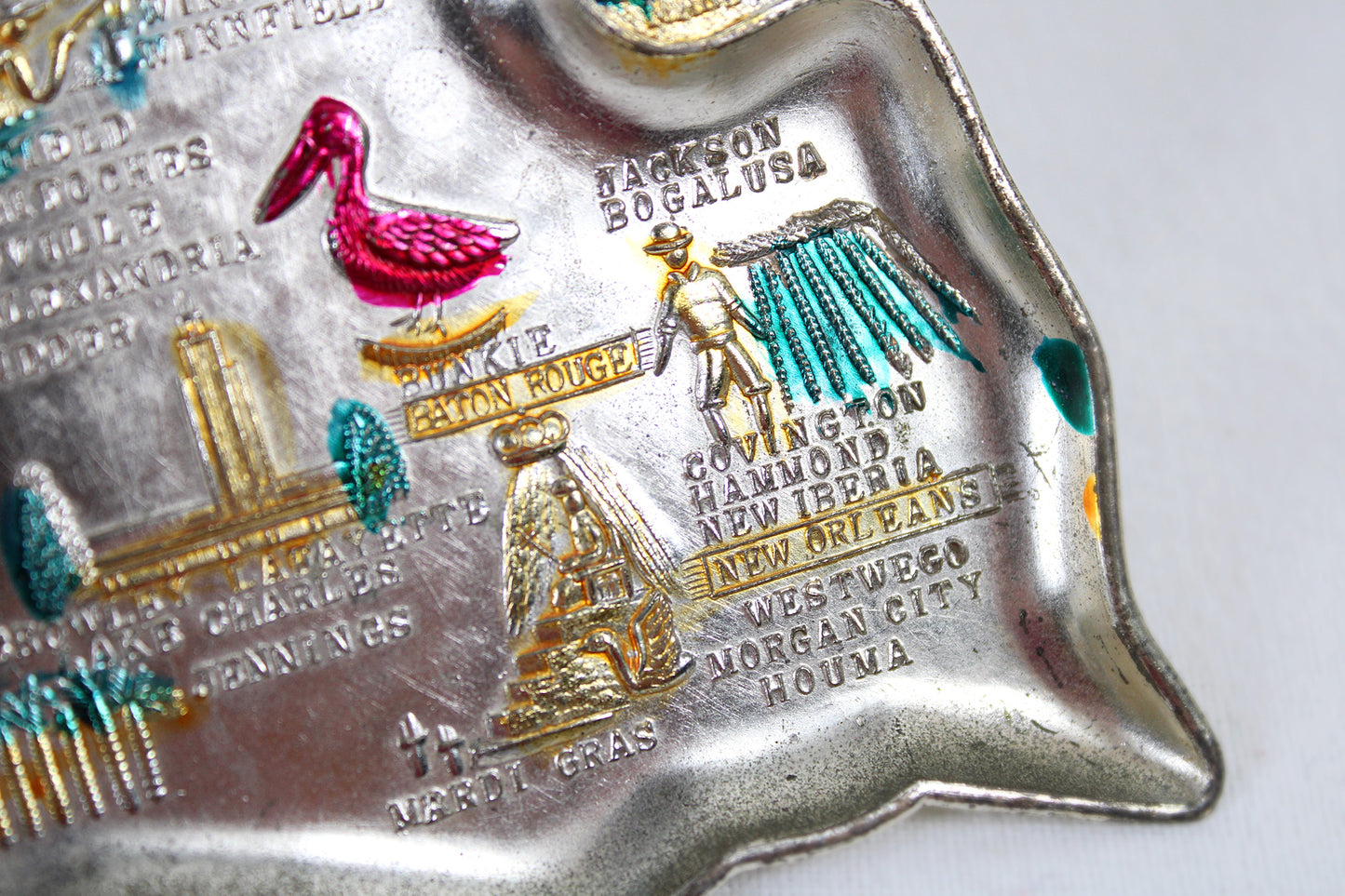 Louisiana Small Metal Tray / Ashtray Souvenir 