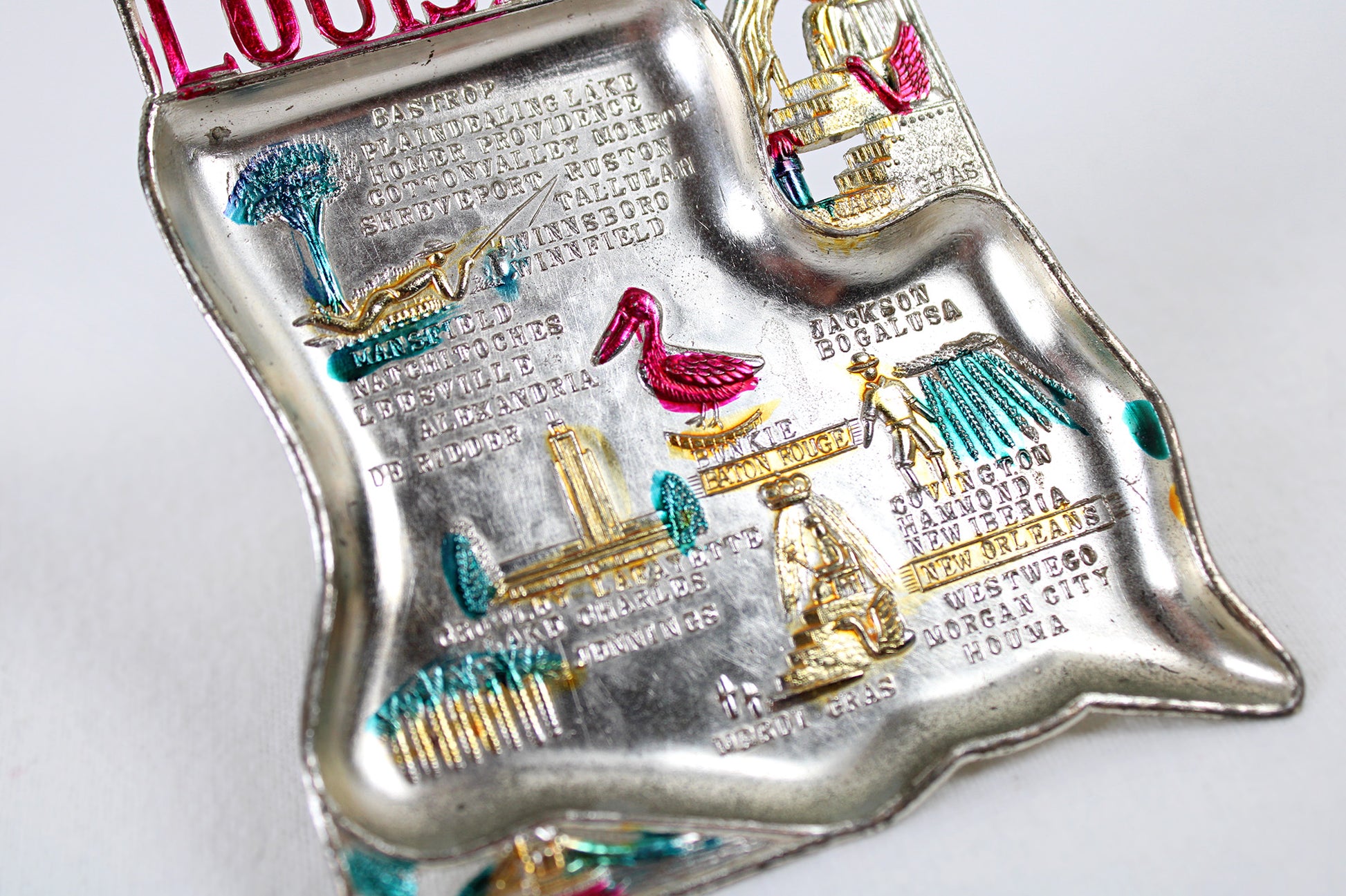 Louisiana Small Metal Tray / Ashtray Souvenir 