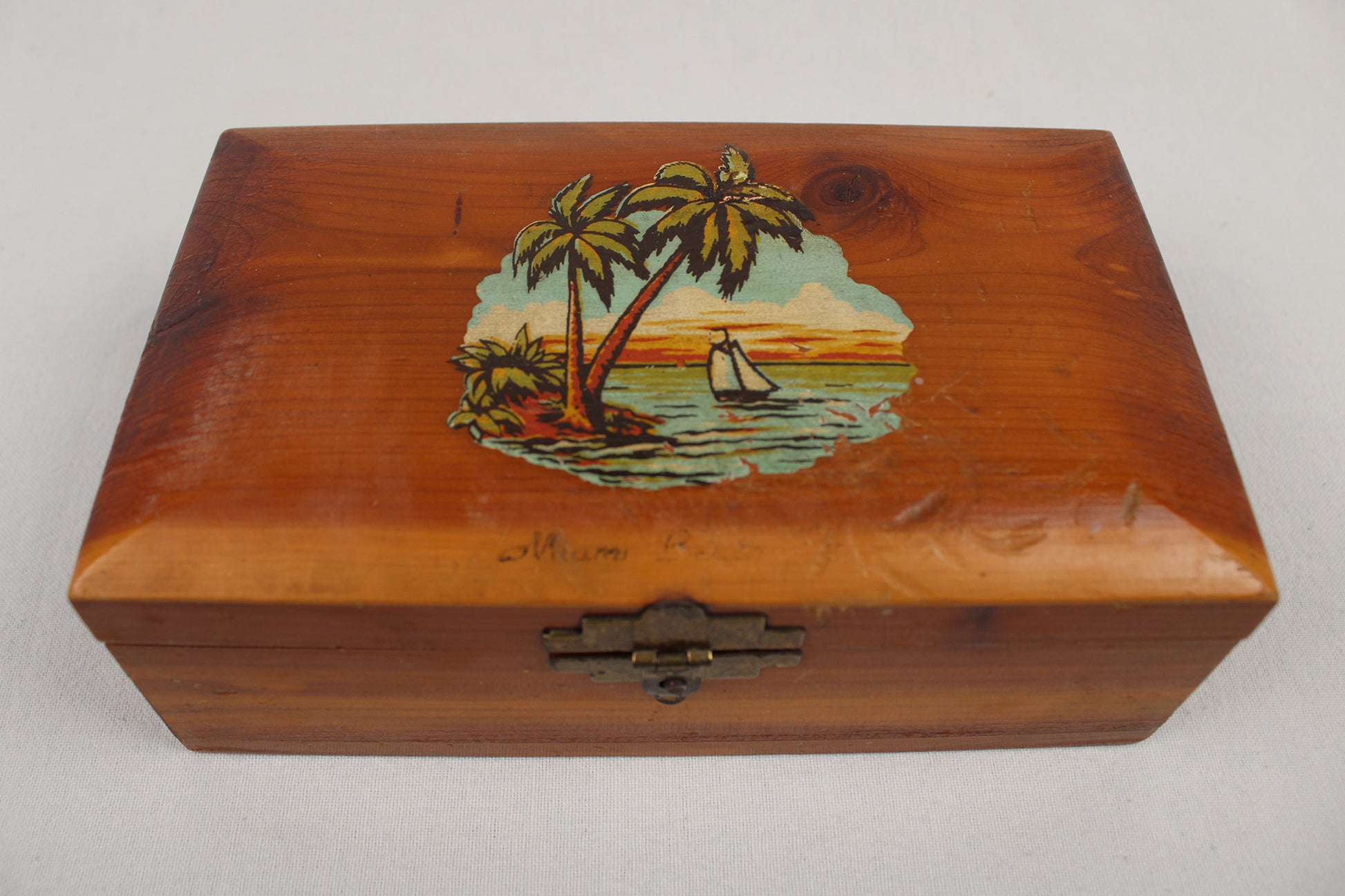 Miami Beach Souvenir Wood Stash / Trinket Box
