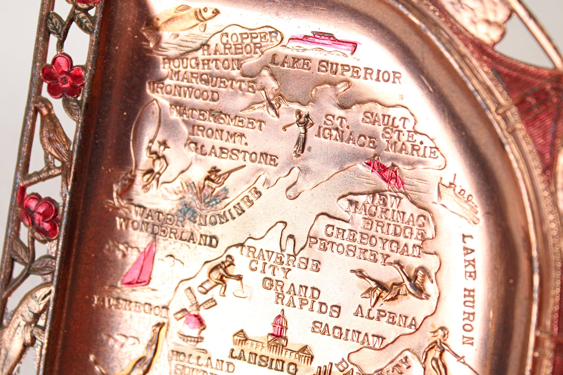 Michigan Small Metal Tray Souvenir (Copper Plating)