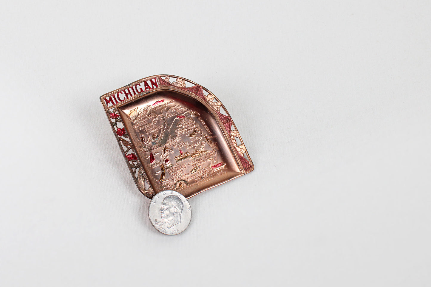 Michigan Small Metal Tray Souvenir (Copper Plating)