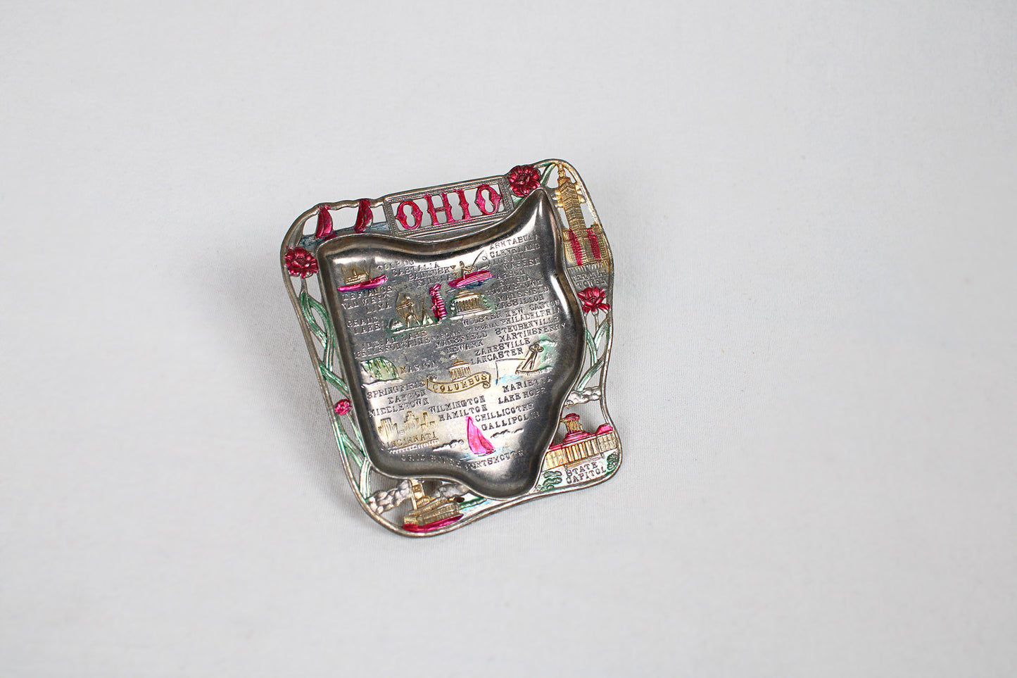 Ohio Small Metal Tray / Ashtray Souvenir