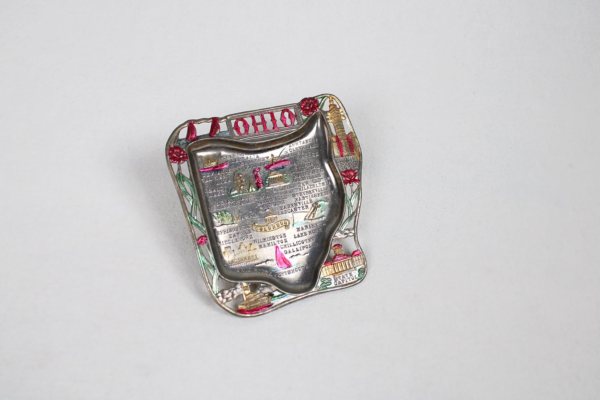 Ohio Small Metal Tray / Ashtray Souvenir