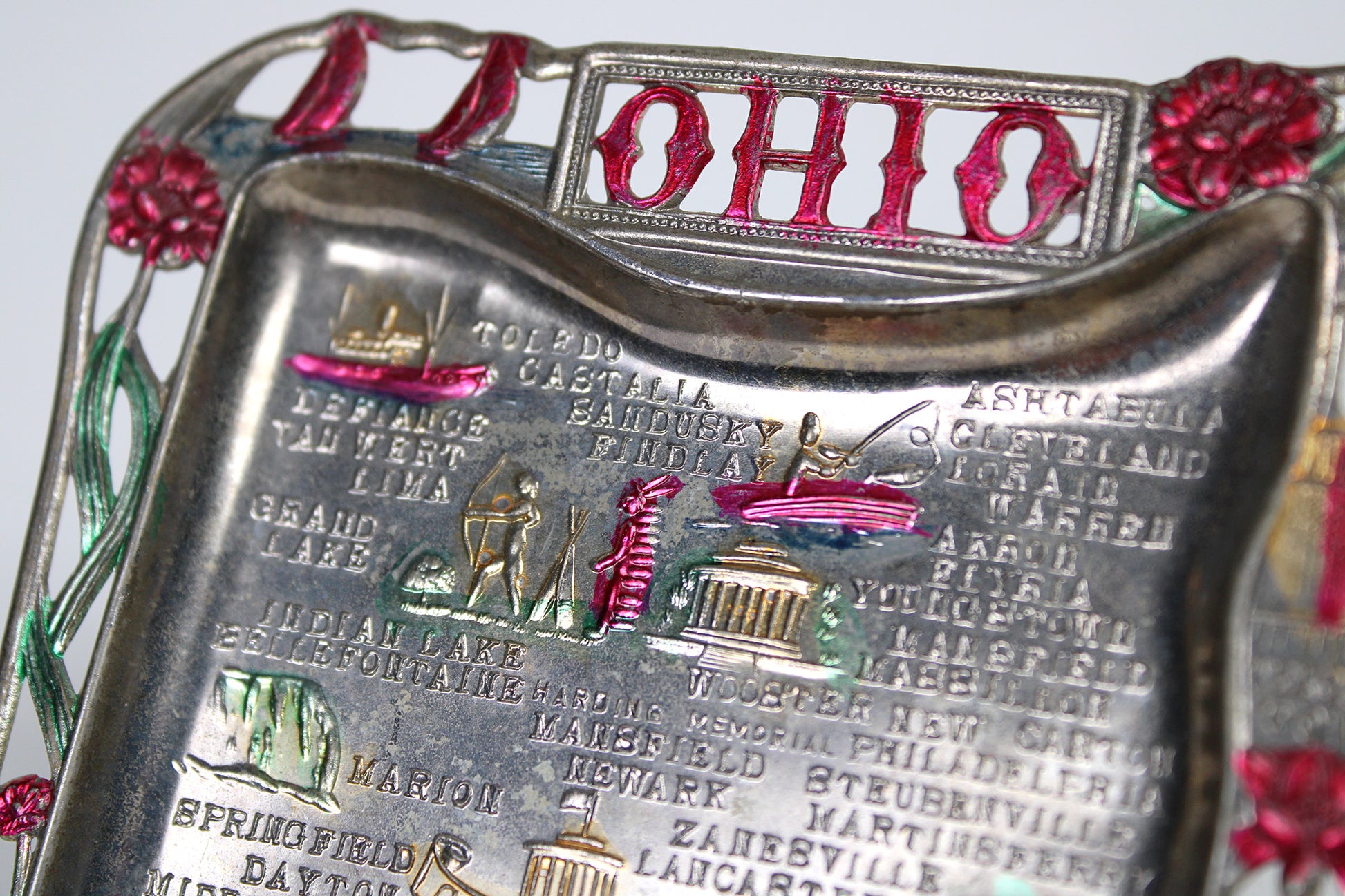 Ohio Small Metal Tray / Ashtray Souvenir