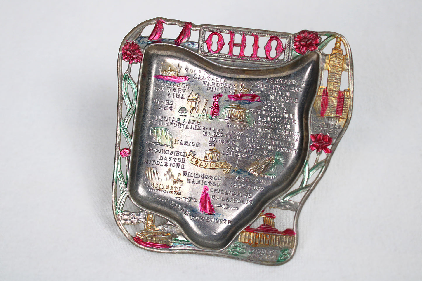 Ohio Small Metal Tray / Ashtray Souvenir