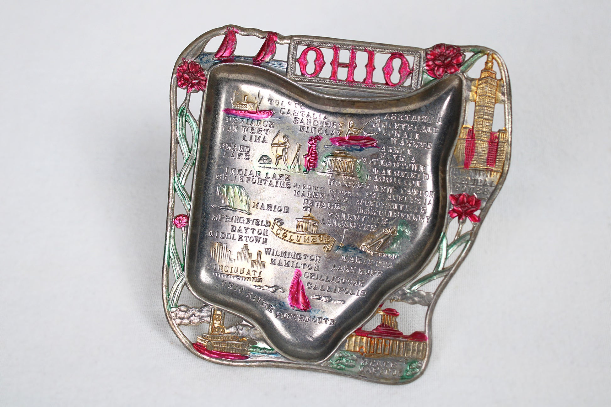 Ohio Small Metal Tray / Ashtray Souvenir