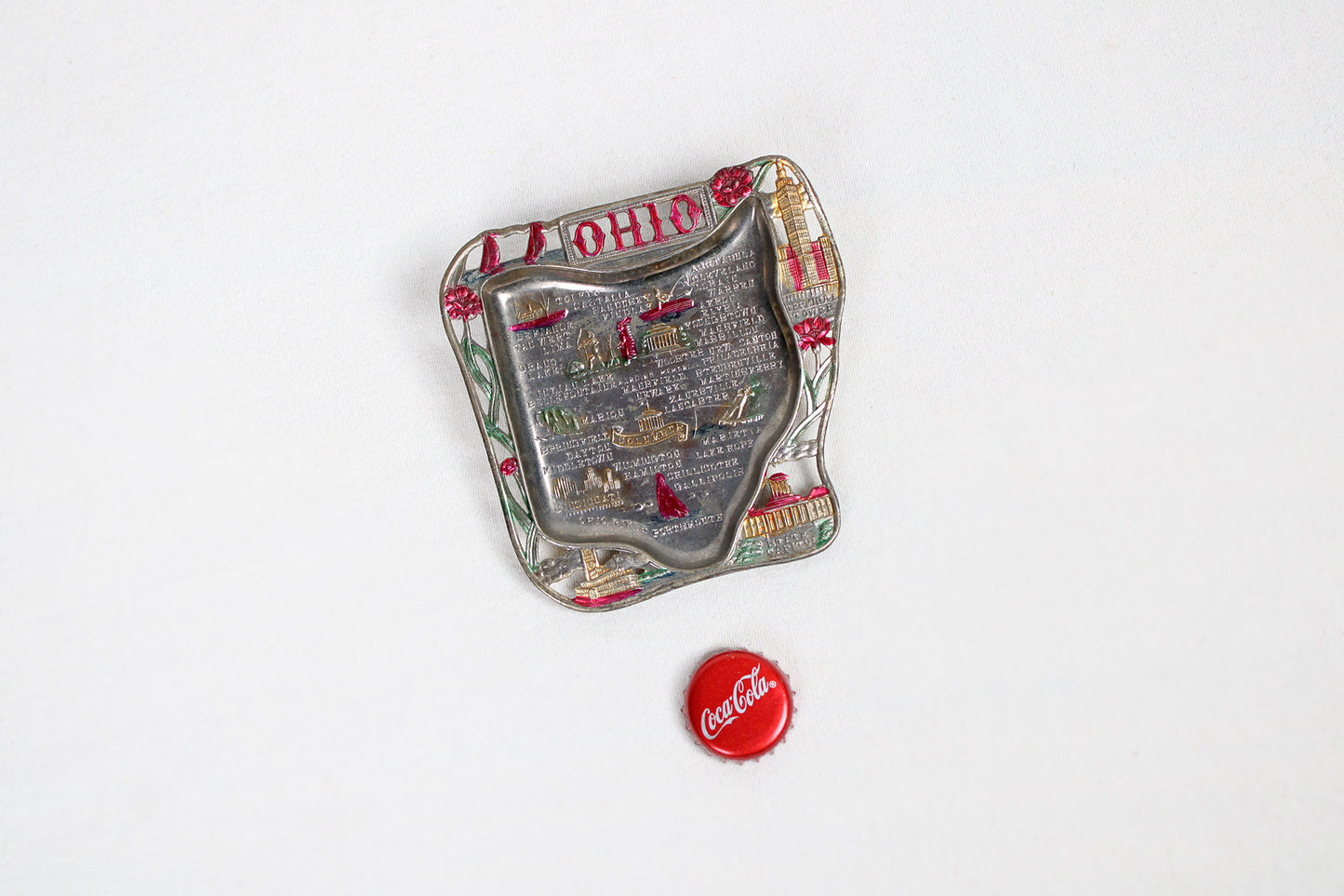 Ohio Small Metal Tray / Ashtray Souvenir