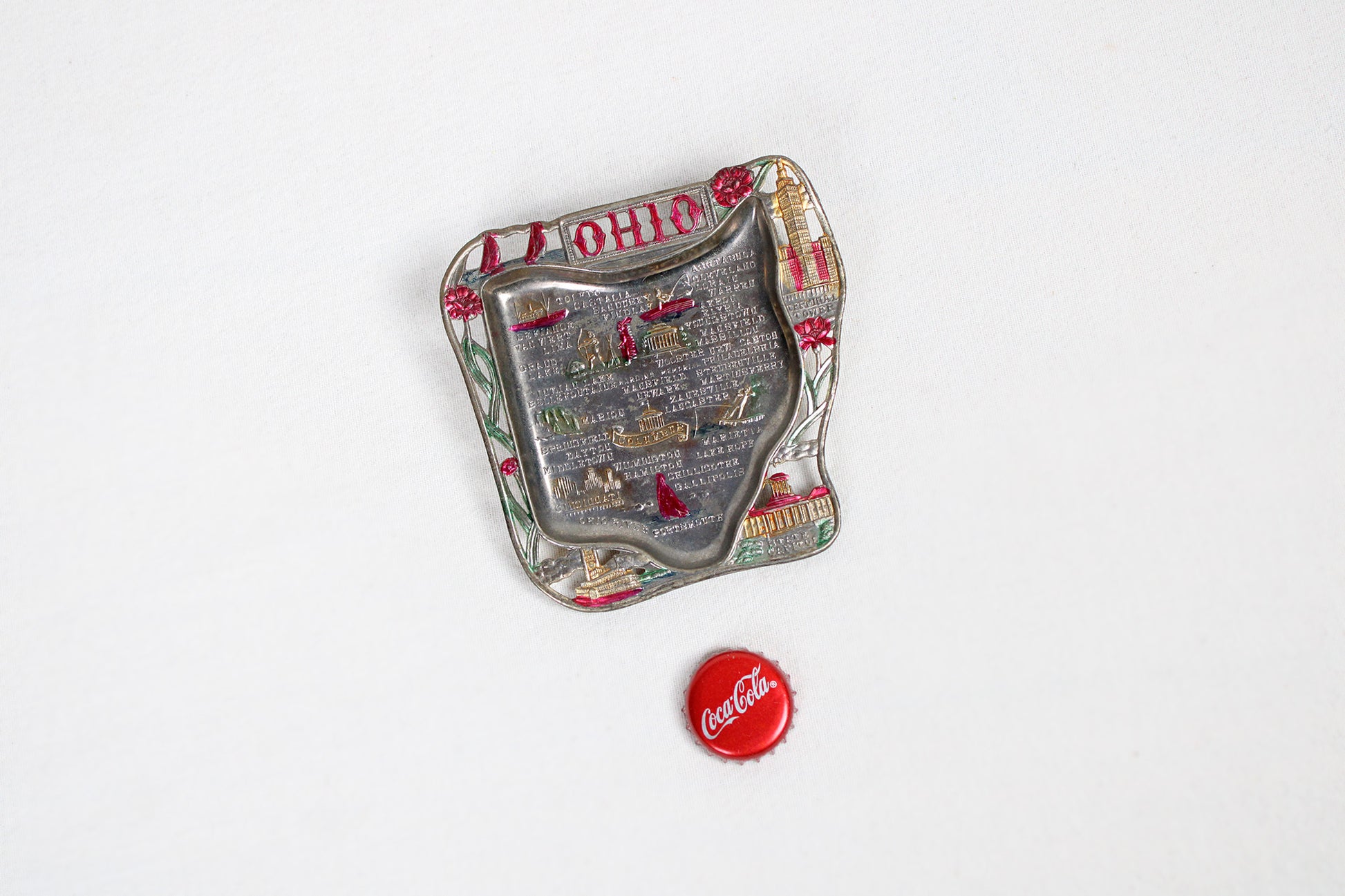 Ohio Small Metal Tray / Ashtray Souvenir