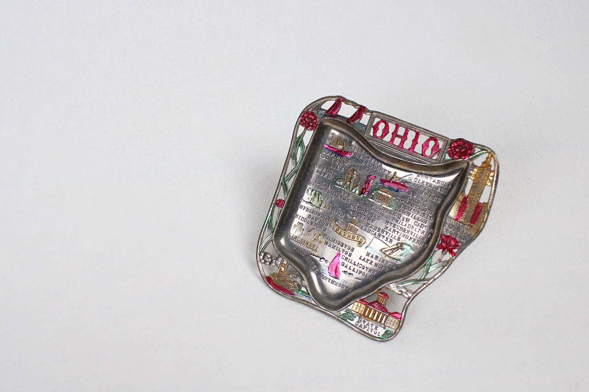 Ohio Small Metal Tray / Ashtray Souvenir