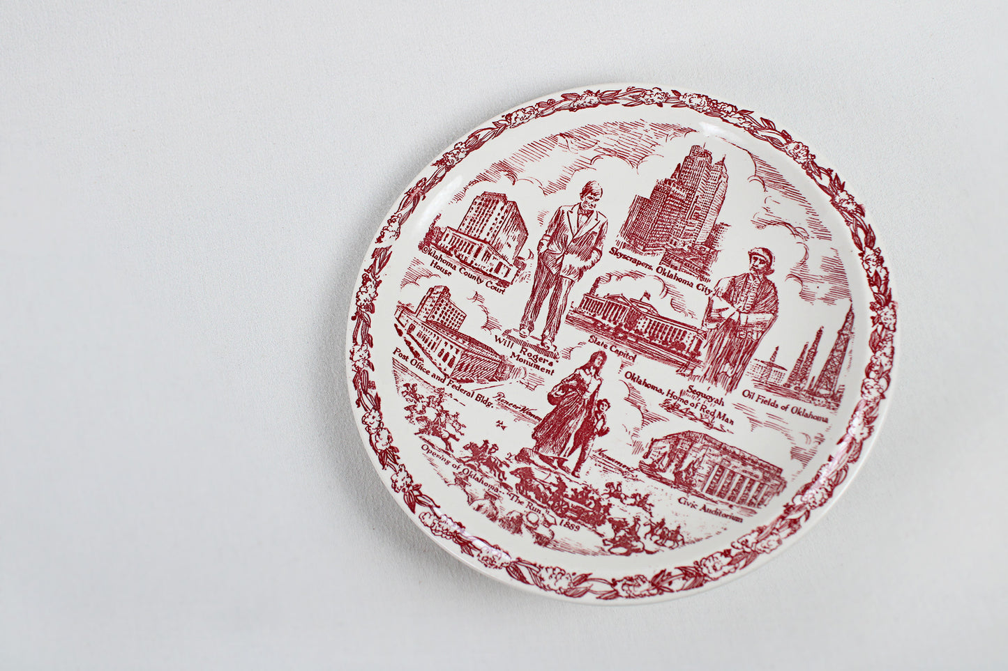 Oklahoma City Souvenir State Plate Made By Vernon Kilns