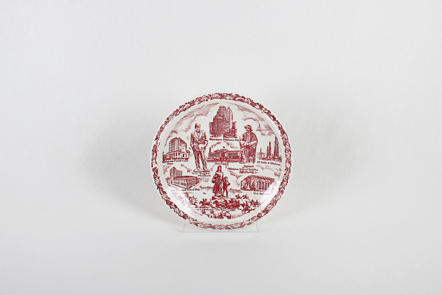 Oklahoma City Souvenir State Plate Made By Vernon Kilns