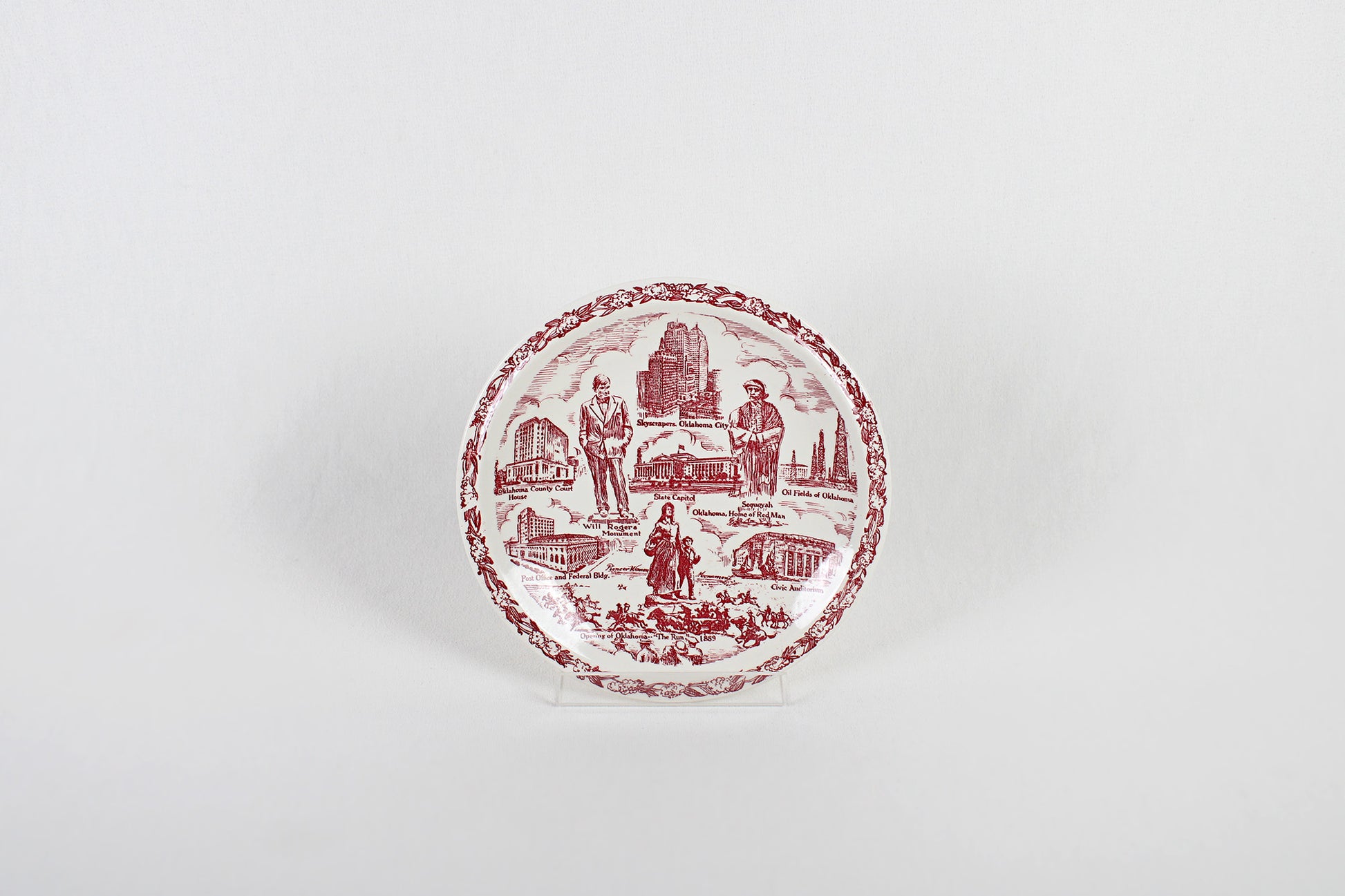 Oklahoma City Souvenir State Plate Made By Vernon Kilns