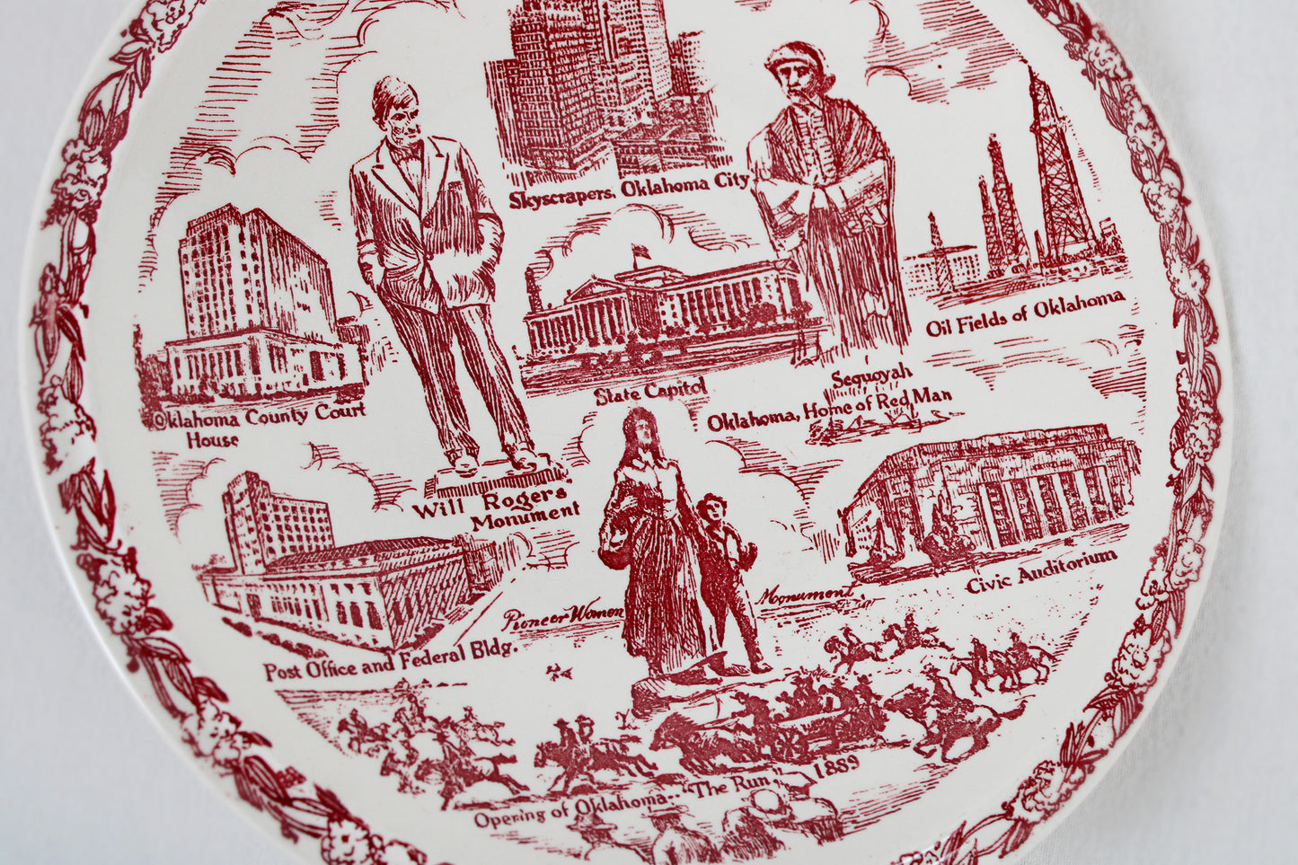 Oklahoma City Souvenir State Plate Made By Vernon Kilns