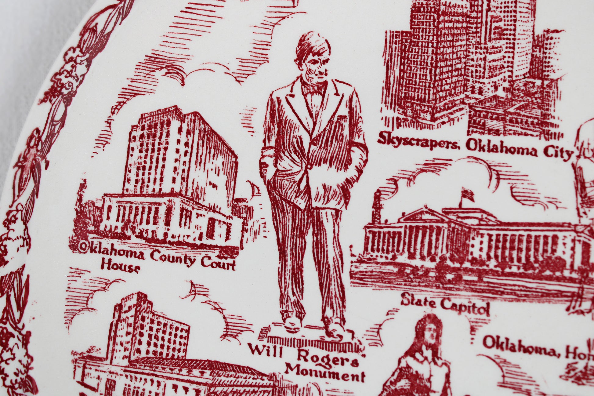 Oklahoma City Souvenir State Plate Made By Vernon Kilns