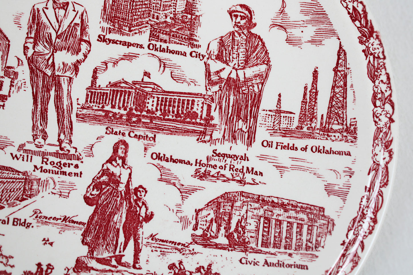 Oklahoma City Souvenir State Plate Made By Vernon Kilns