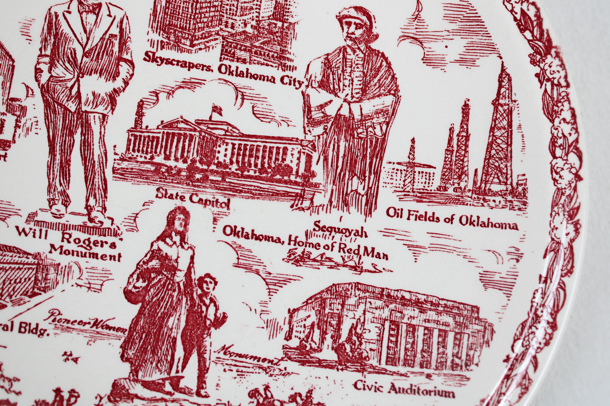 Oklahoma City Souvenir State Plate Made By Vernon Kilns