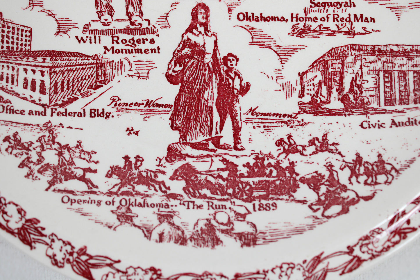 Oklahoma City Souvenir State Plate Made By Vernon Kilns