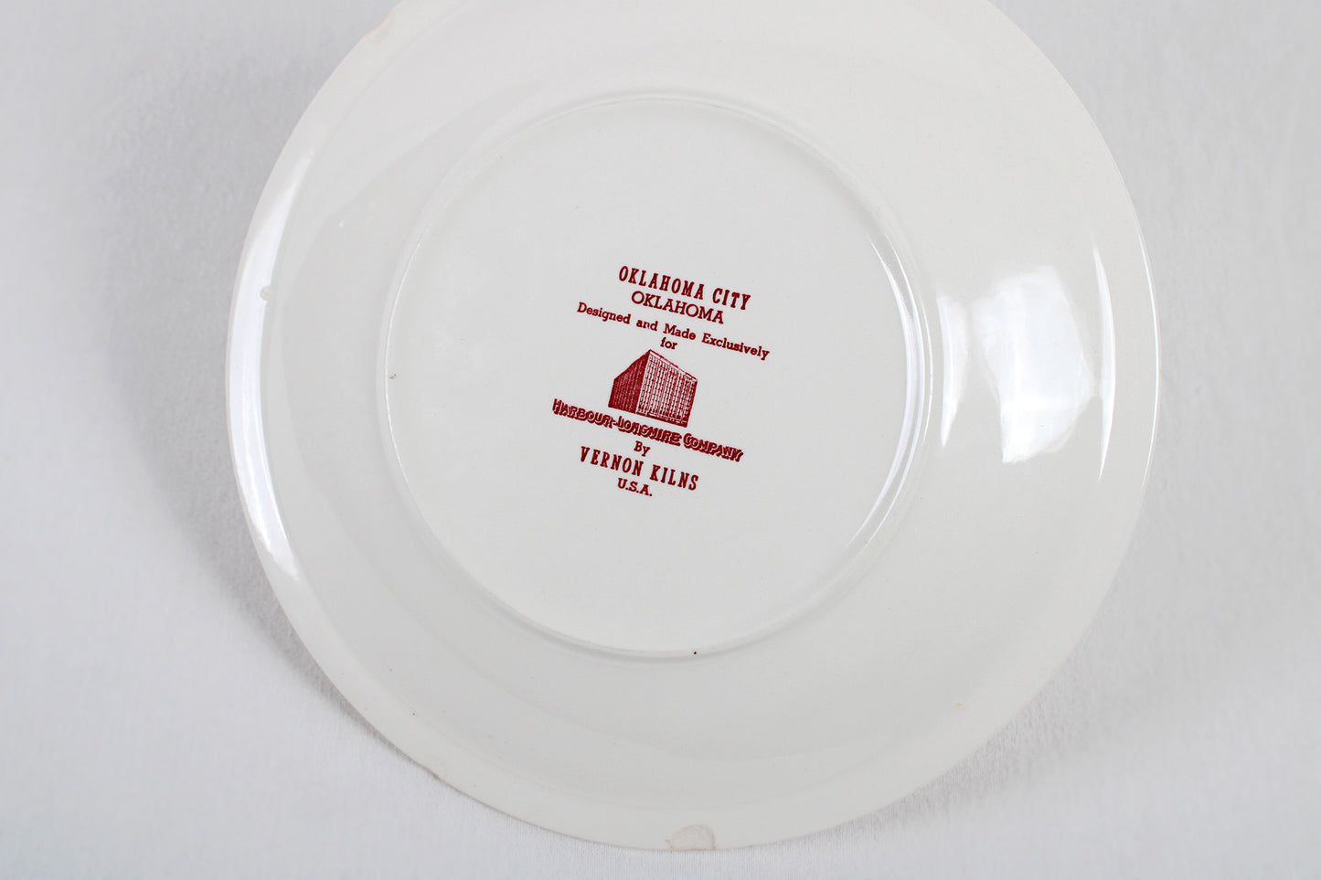 Oklahoma City Souvenir State Plate Made By Vernon Kilns