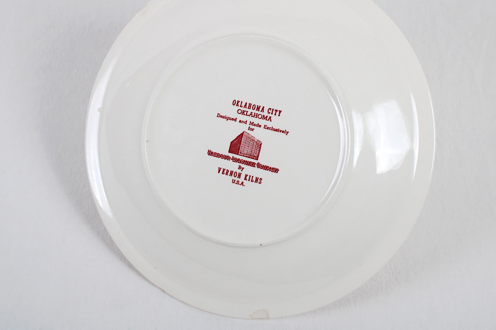 Oklahoma City Souvenir State Plate Made By Vernon Kilns