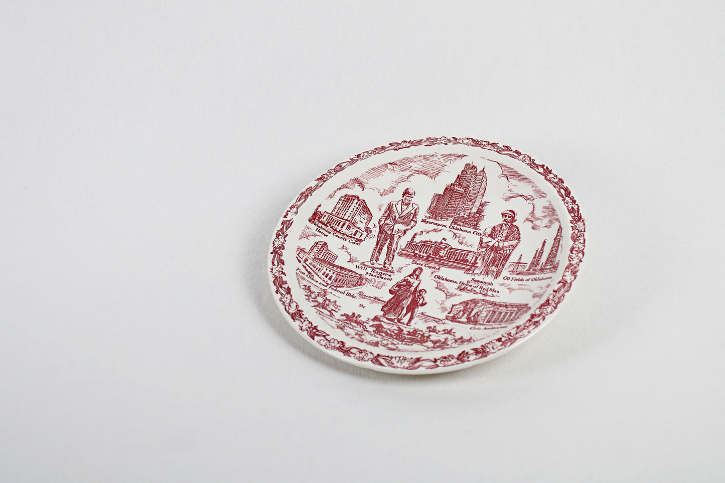 Oklahoma City Souvenir State Plate Made By Vernon Kilns