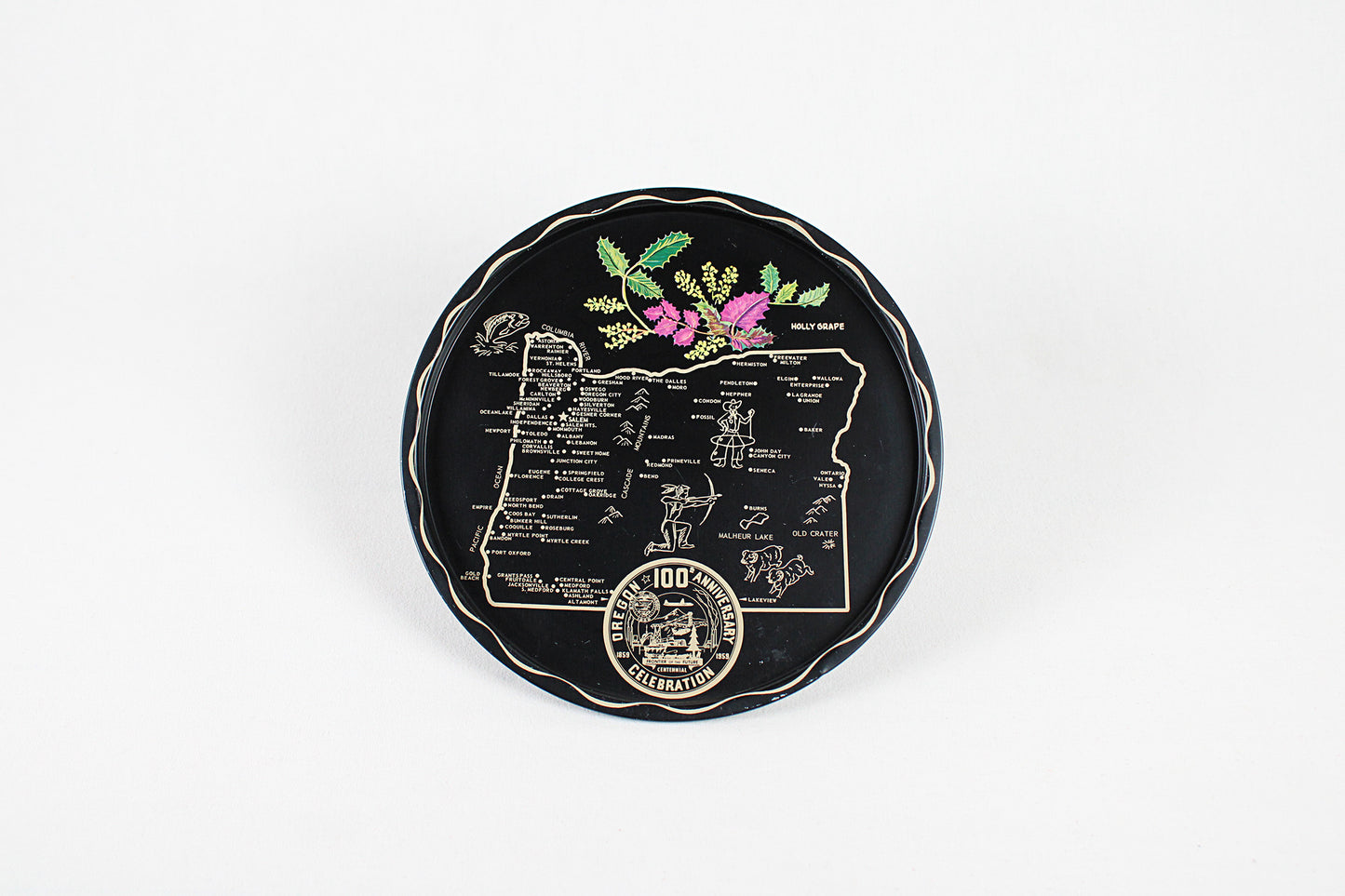 Oregon Souvenir Metal Serving Tray — 100th Anniversary Celebration / State Centennial Edition (1859-1959)