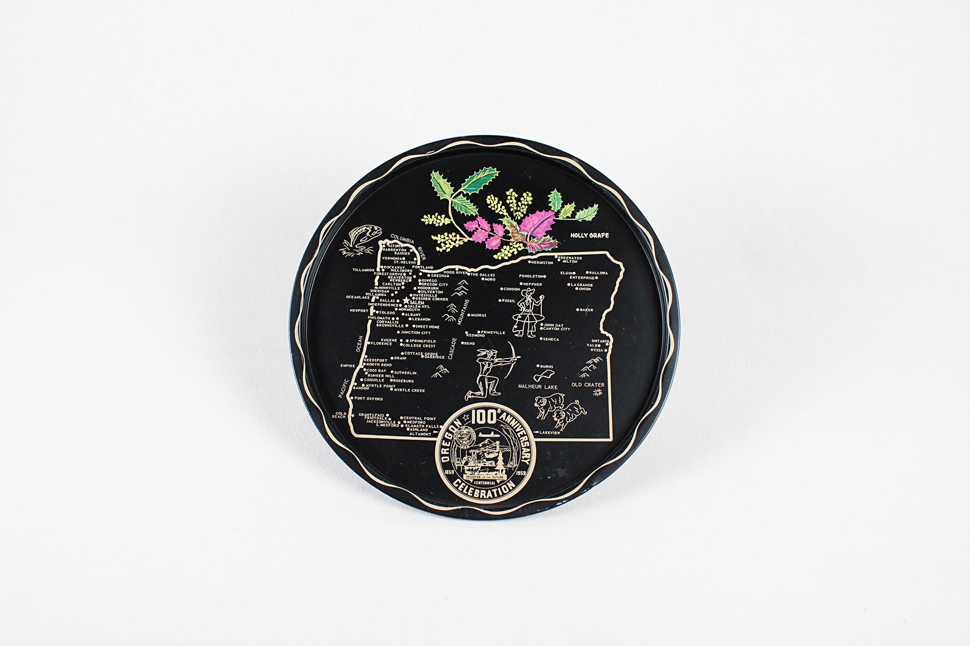 Oregon Souvenir Metal Serving Tray — 100th Anniversary Celebration / State Centennial Edition (1859-1959)