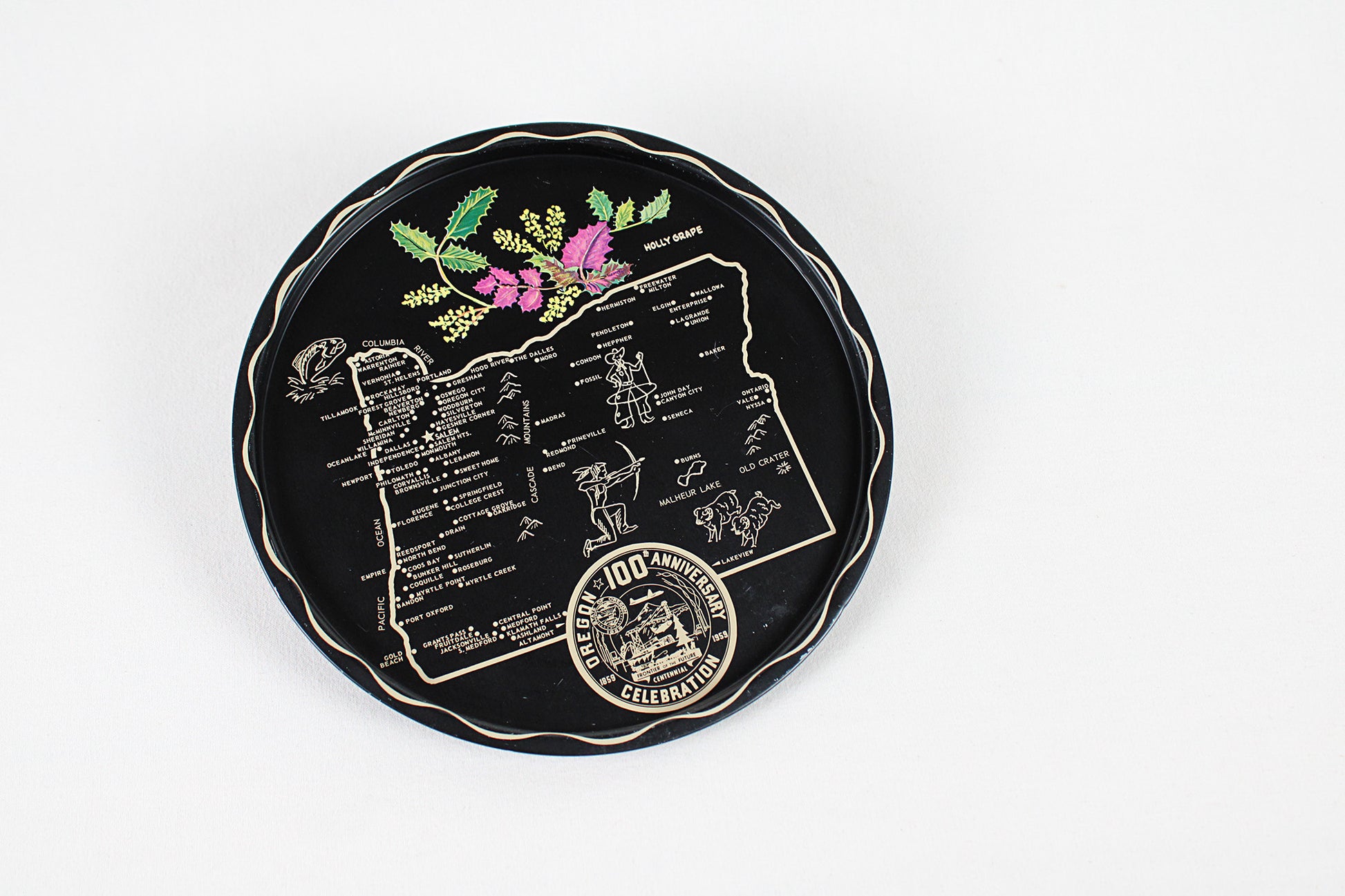 Oregon Souvenir Metal Serving Tray — 100th Anniversary Celebration / State Centennial Edition (1859-1959)
