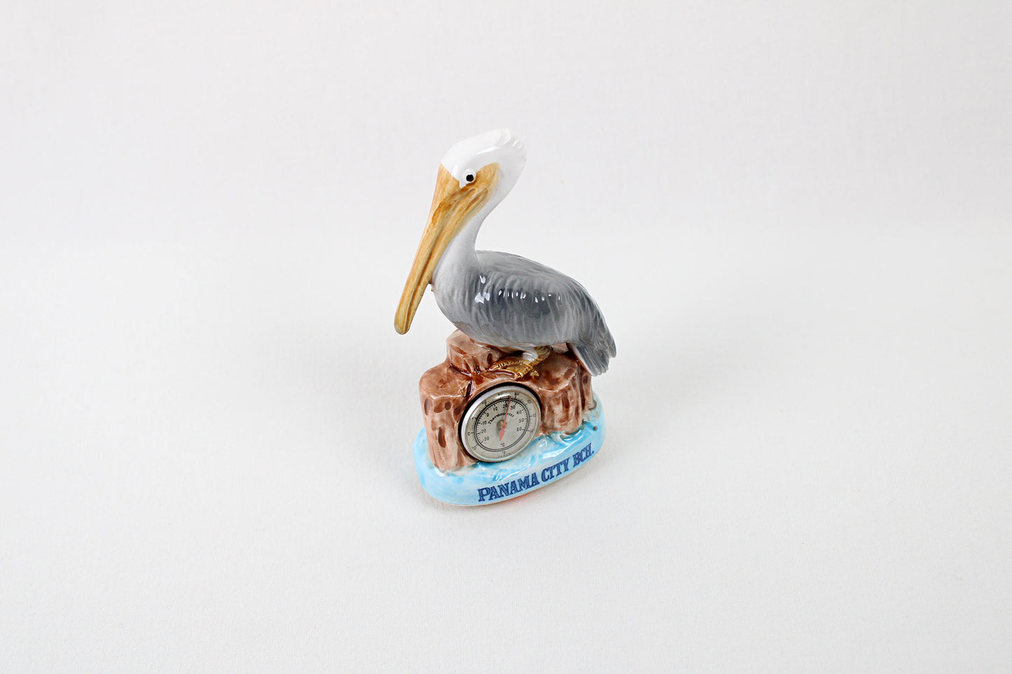 Florida’s Panama City Beach Pelican Souvenir Figurine With Thermometer
