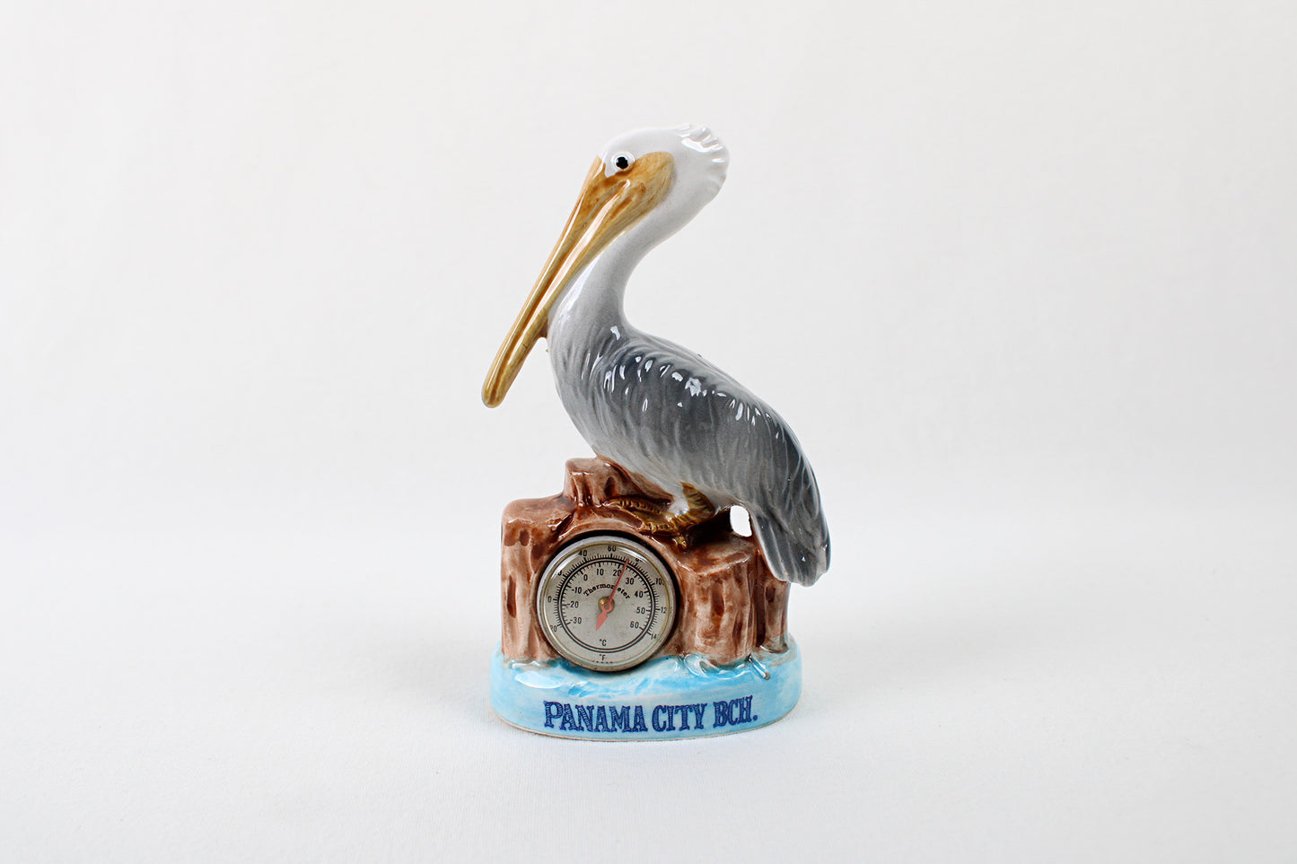 Florida’s Panama City Beach Pelican Souvenir Figurine With Thermometer