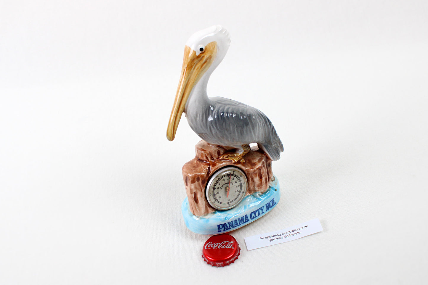 Florida’s Panama City Beach Pelican Souvenir Figurine With Thermometer