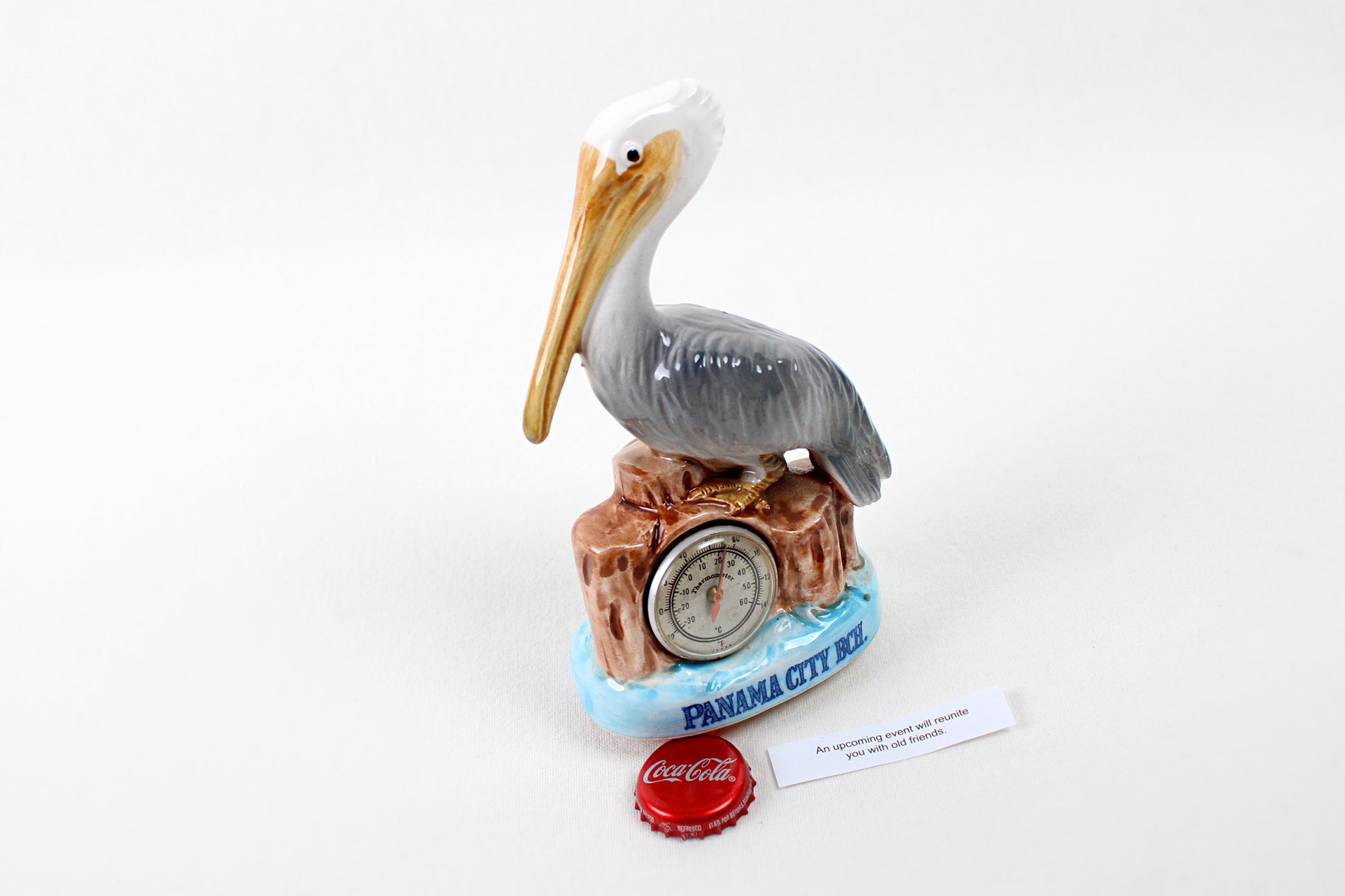 Florida’s Panama City Beach Pelican Souvenir Figurine With Thermometer